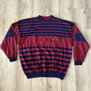 Vintage Members Only Men's Red Striped Crew Neck Pullover Sweater Sz XXXL 3XL